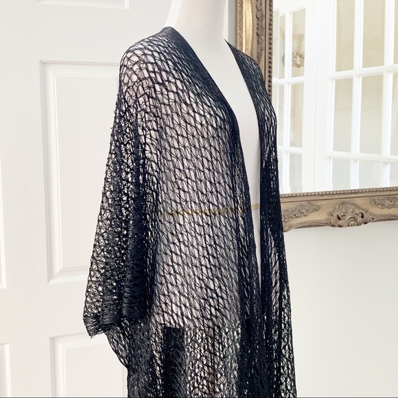 Sheer Net Black Shawl Swimsuit Cover Up - Picture 6 of 8